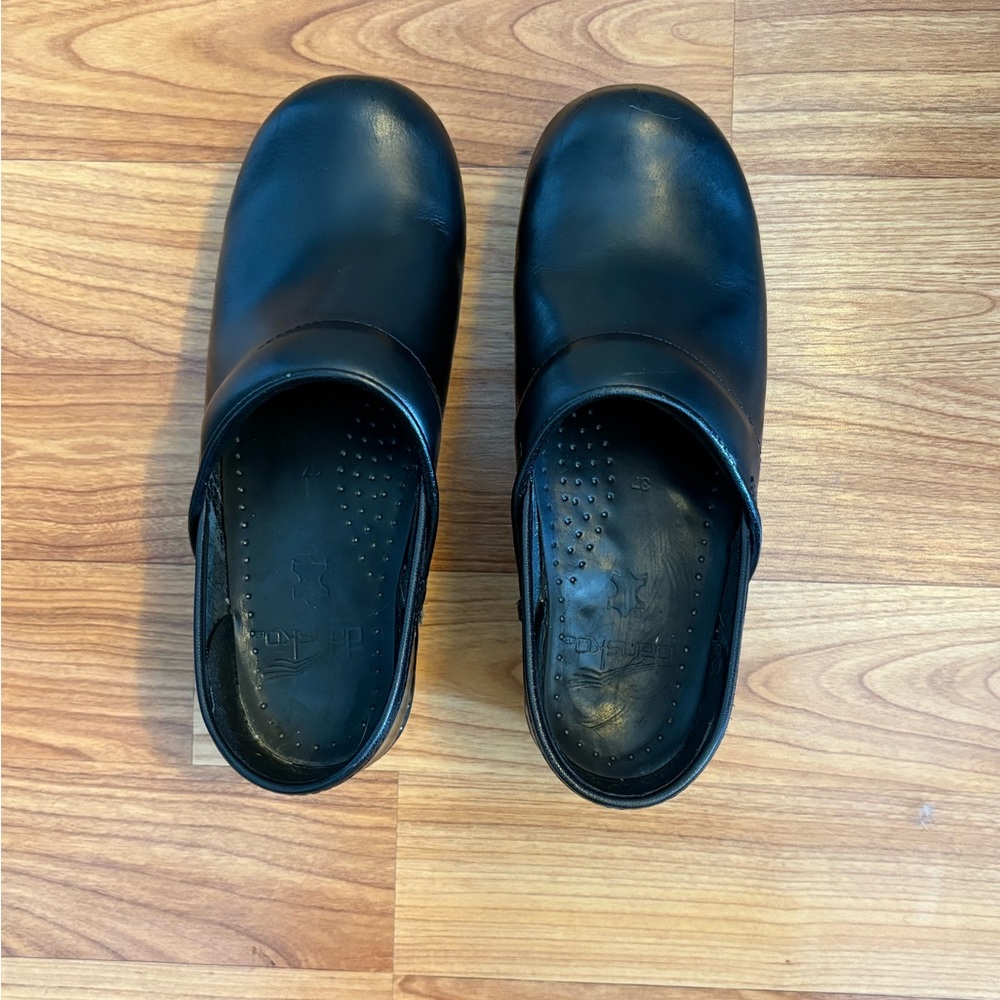 Dansko Black Leather Mules